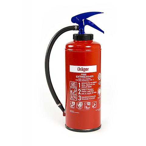 SG00152 Dräger Powder Extinguisher 6 kgs ABC (cartridge) The Dräger powder extinguisher is an all-purpose fire extinguisher and is especially suited for flammable liquids and fires involving flammable gases such as methane, propane, hydrogen, natural gas and many others. Dry powder fire extinguishers are recommended for mixed fire environments because they cover type A, B and C fires.